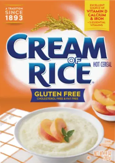 Cream of Rice box with gluten-free label.