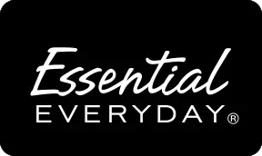 "Essential Everyday logo on black background."