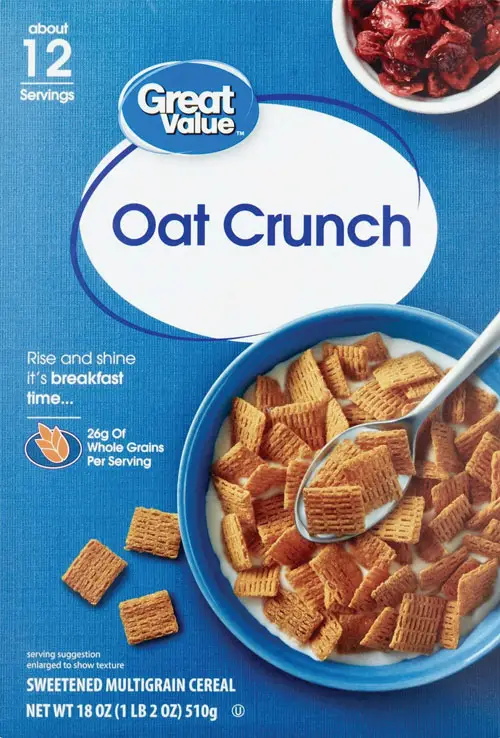 Bowl of Oat Crunch cereal with spoon.