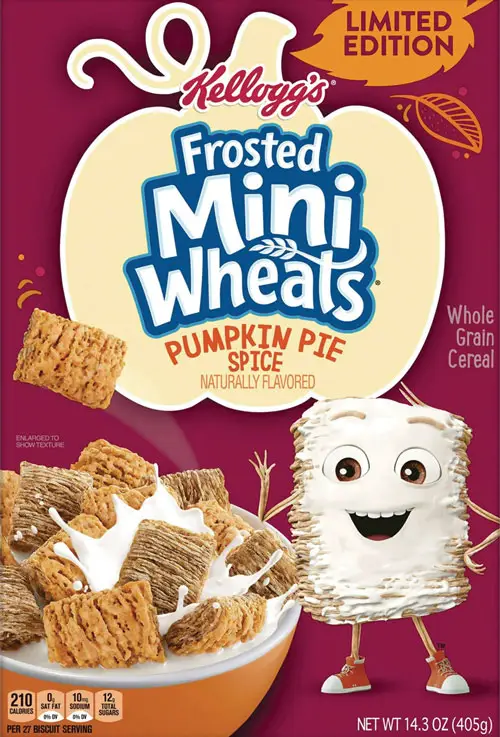 Frosted Mini-Wheats cereal with pumpkin pie spice flavor.