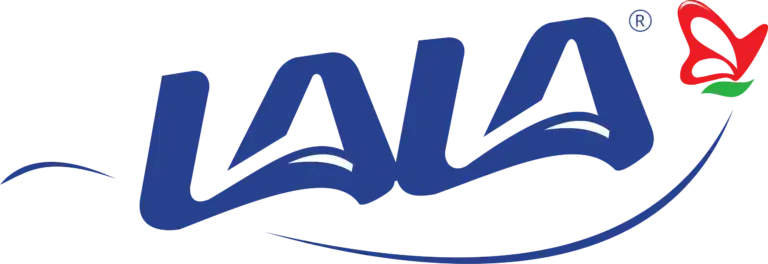LALA logo with stylized butterfly design.