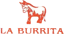 Red donkey standing above "LA BURRITA" text.