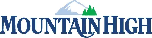 Mountain with trees, text reads "Mountain High".