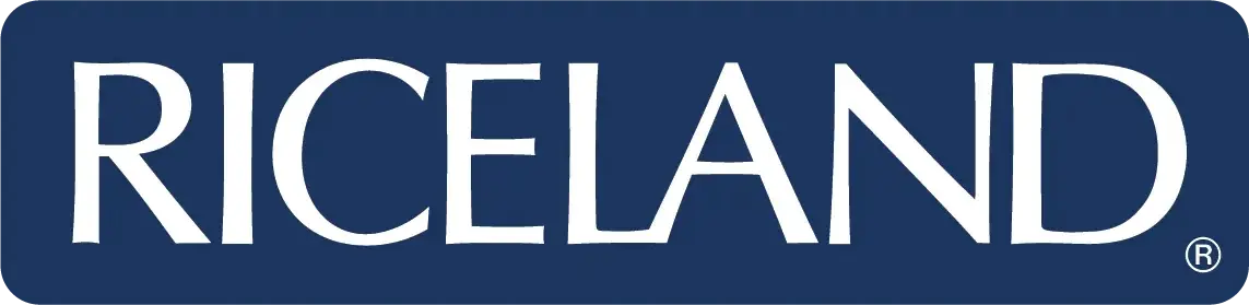 Riceland logo on a blue background.