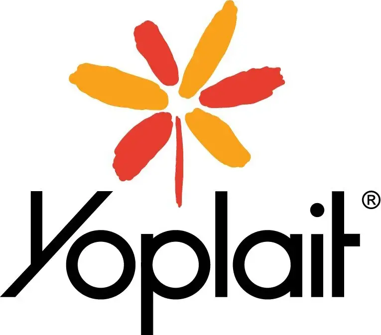 Yoplait logo with stylized flower design.