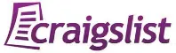 Craigslist logo with purple text and paper icon.