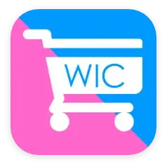WIC app icon in pink blue